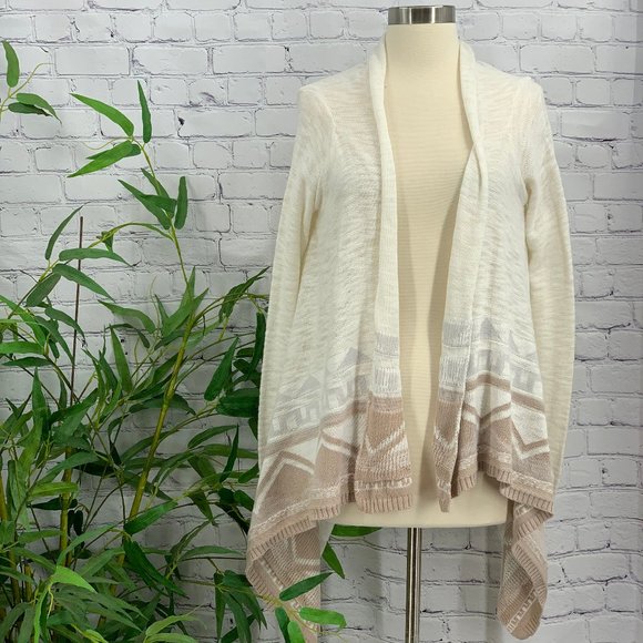 Mossimo Supply Co. Sweaters - Mossimo Cream w/ Aztec Print Waterfall Cardigan